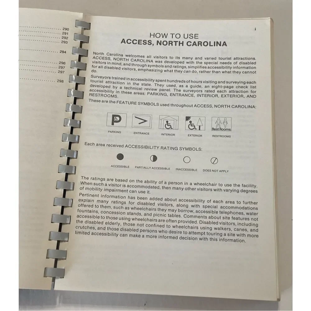 Access NORTH CAROLINA a Vacation Guide book for person(s) with Disabilities 1985